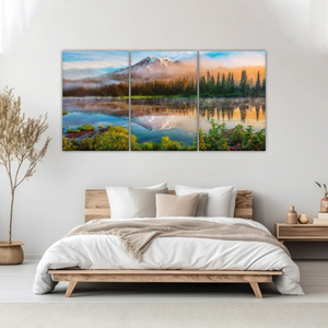 Spring Sunrise Landscape Of Mount Rainier And Bench Lake National Park Washington USA Wall Art