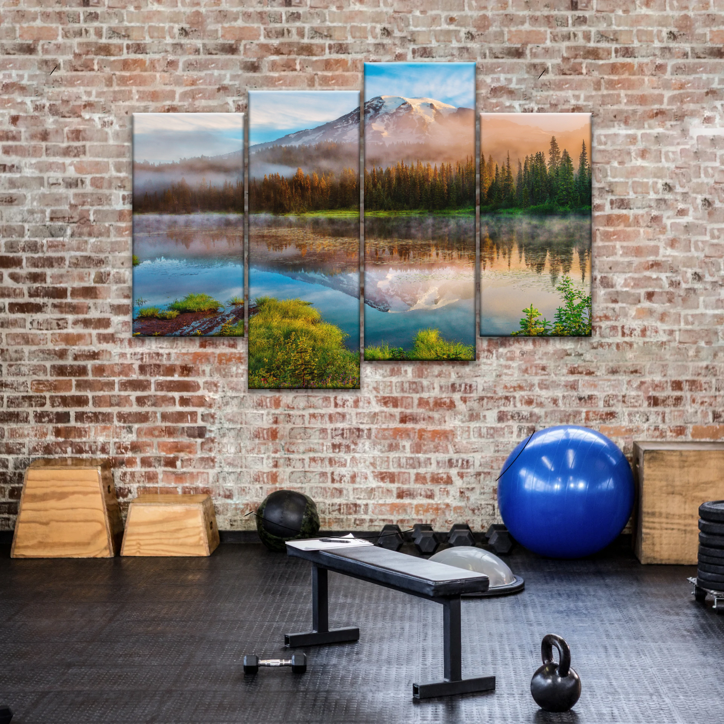 Spring Sunrise Landscape Of Mount Rainier And Bench Lake National Park Washington USA Wall Art