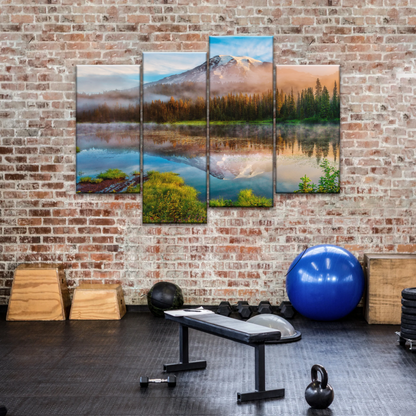 Spring Sunrise Landscape Of Mount Rainier And Bench Lake National Park Washington USA Wall Art