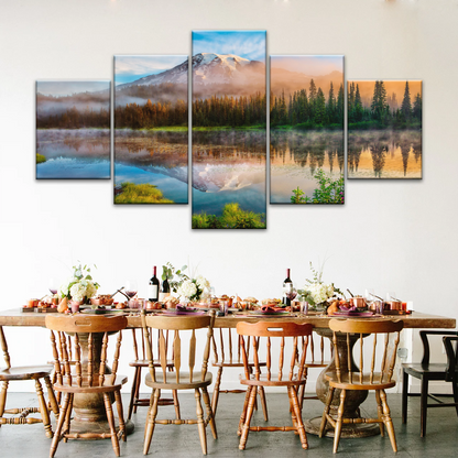 Spring Sunrise Landscape Of Mount Rainier And Bench Lake National Park Washington USA Wall Art