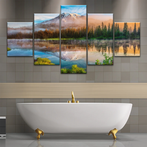Spring Sunrise Landscape Of Mount Rainier And Bench Lake National Park Washington USA Wall Art