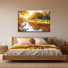 Load image into Gallery viewer, Natural Sunlight By The River In Autumn Canvas Art Wall