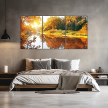 Load image into Gallery viewer, Natural Sunlight By The River In Autumn Canvas Art Wall