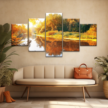 Load image into Gallery viewer, Natural Sunlight By The River In Autumn Canvas Art Wall