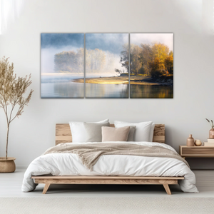 Natural Landscape - Trees By The Lake Under Mist Prints To Canvas