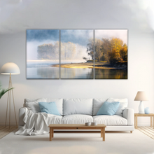 Load image into Gallery viewer, Natural Landscape - Trees By The Lake Under Mist Prints To Canvas