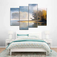 Load image into Gallery viewer, Natural Landscape - Trees By The Lake Under Mist Prints To Canvas