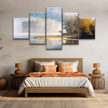 Load image into Gallery viewer, Natural Landscape - Trees By The Lake Under Mist Prints To Canvas