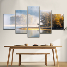 Load image into Gallery viewer, Natural Landscape - Trees By The Lake Under Mist Prints To Canvas