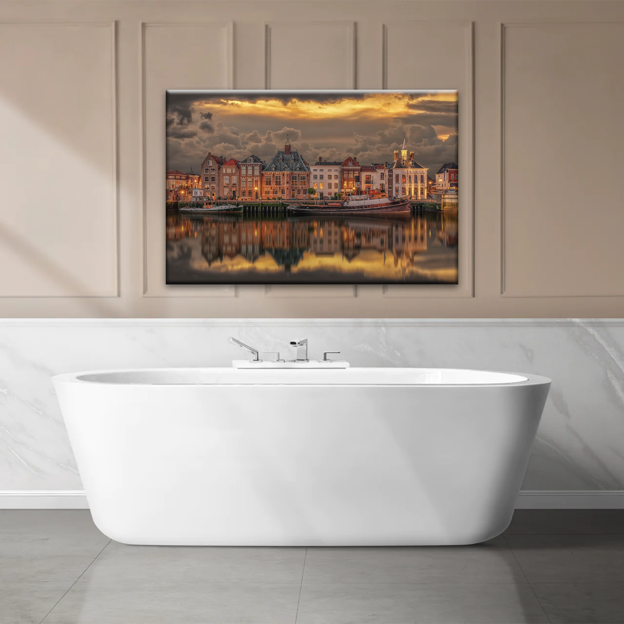 Old Port Of Maaslouis Netherlands Photo Canvas Print