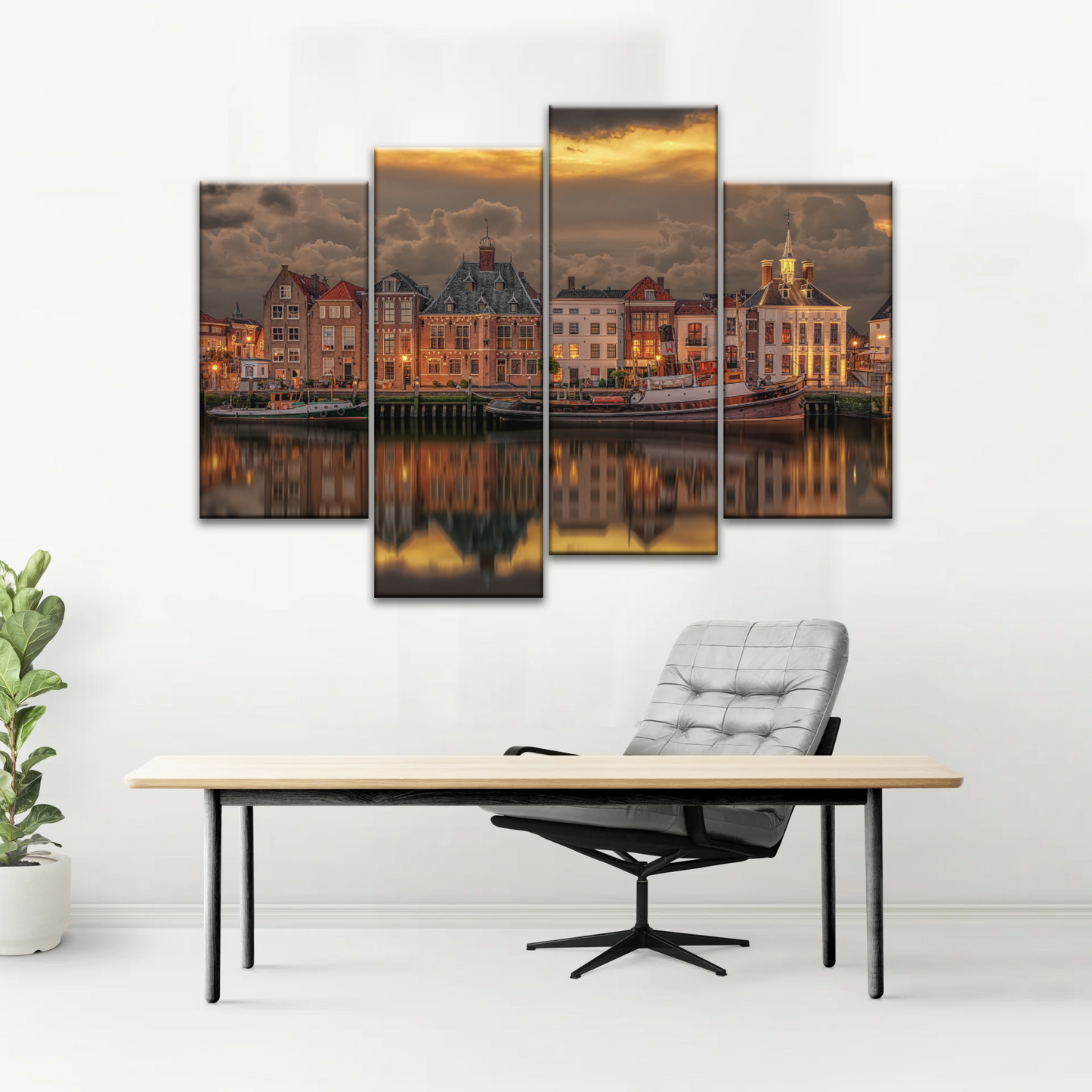 Old Port Of Maaslouis Netherlands Photo Canvas Print