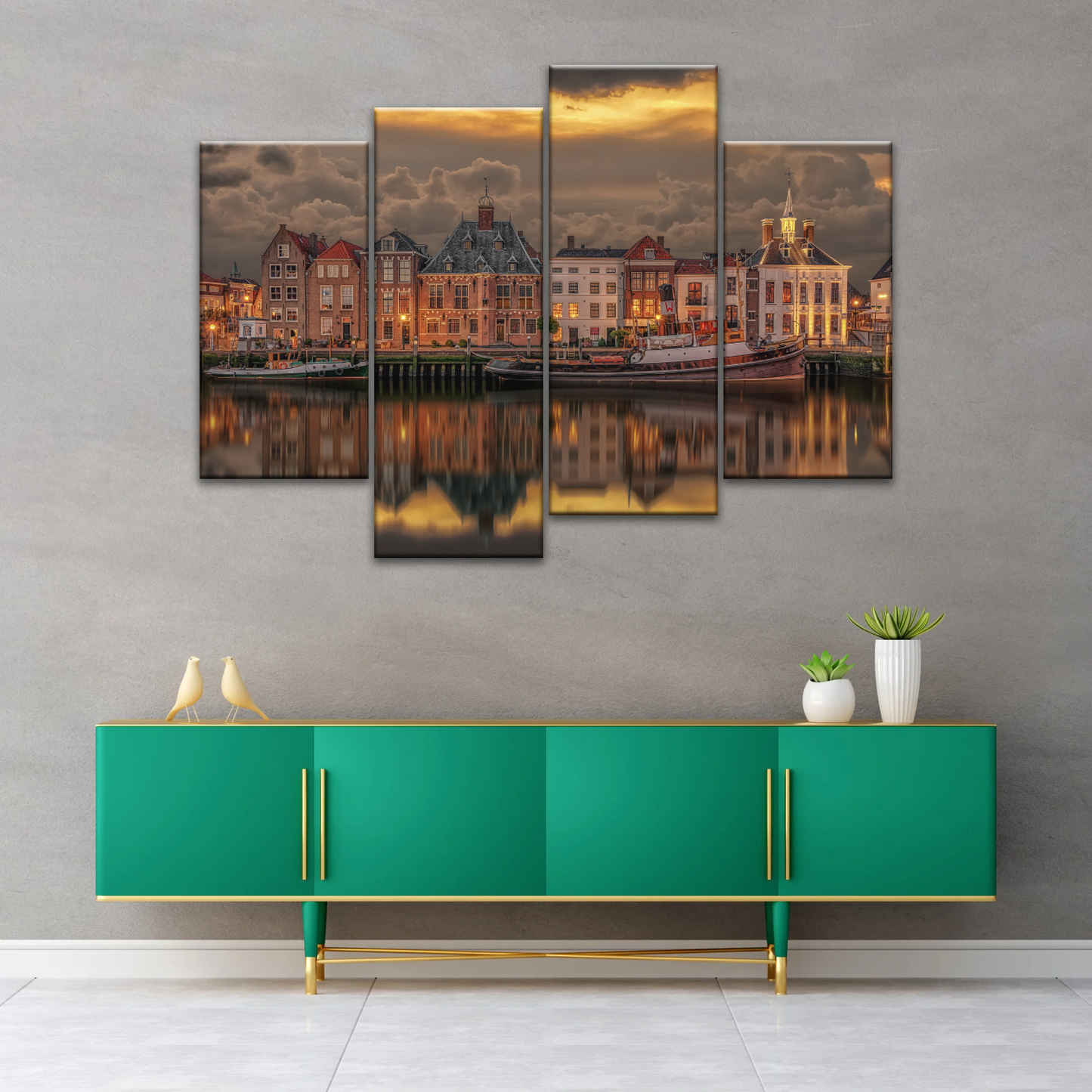 Old Port Of Maaslouis Netherlands Photo Canvas Print