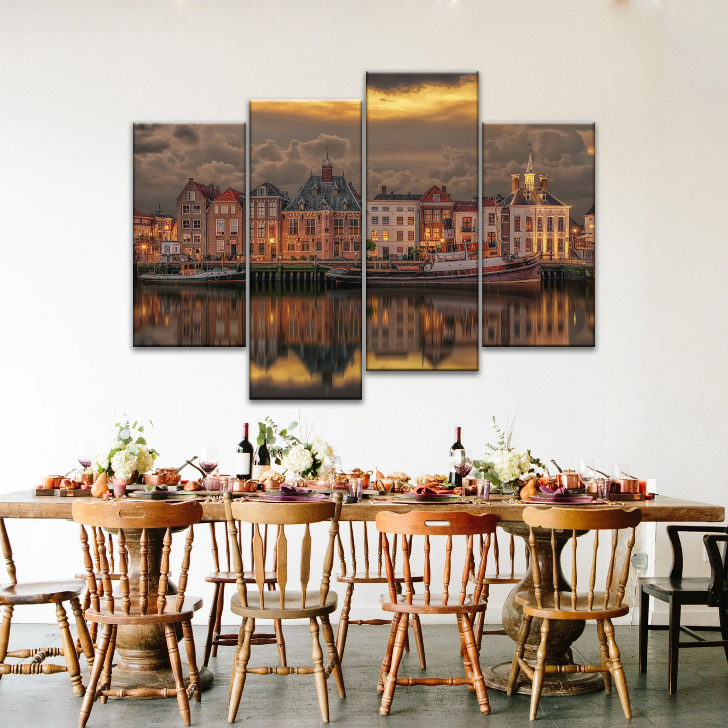 Old Port Of Maaslouis Netherlands Photo Canvas Print