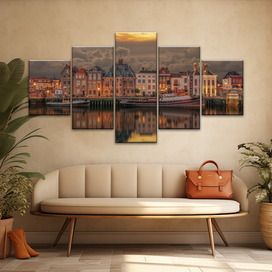 Old Port Of Maaslouis Netherlands Photo Canvas Print