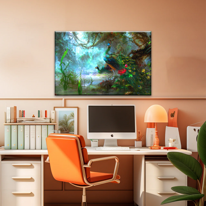 Peacock In The Forest Wall Art Prints