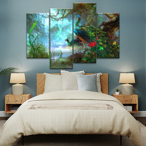 Peacock In The Forest Wall Art Prints
