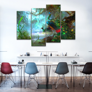 Peacock In The Forest Wall Art Prints