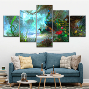 Peacock In The Forest Wall Art Prints