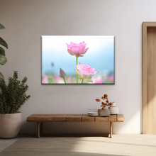 Load image into Gallery viewer, Pink And White Lotus Petaled Flowers Wall Art Framed