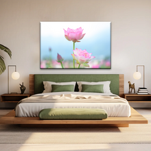 Load image into Gallery viewer, Pink And White Lotus Petaled Flowers Wall Art Framed