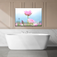 Load image into Gallery viewer, Pink And White Lotus Petaled Flowers Wall Art Framed