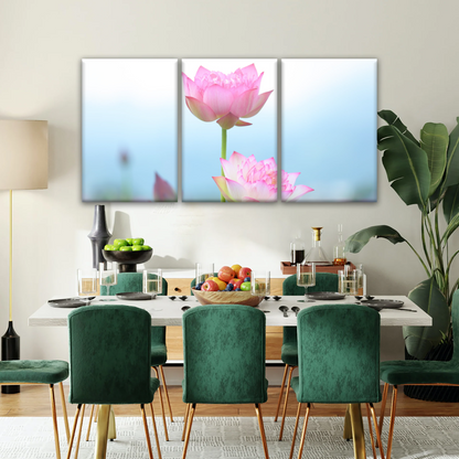 Pink And White Lotus Petaled Flowers Wall Art Framed