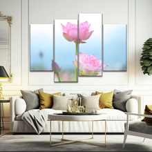 Load image into Gallery viewer, Pink And White Lotus Petaled Flowers Wall Art Framed