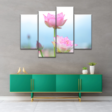 Load image into Gallery viewer, Pink And White Lotus Petaled Flowers Wall Art Framed