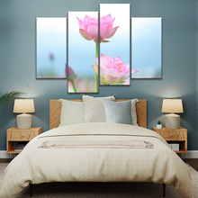 Load image into Gallery viewer, Pink And White Lotus Petaled Flowers Wall Art Framed