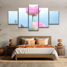 Load image into Gallery viewer, Pink And White Lotus Petaled Flowers Wall Art Framed