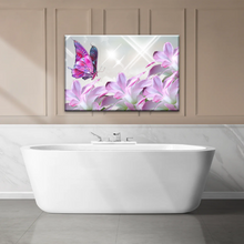 Load image into Gallery viewer, Purple Butterfly On Pink-purple Petaled Flower Butterfly Wall Art