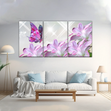 Load image into Gallery viewer, Purple Butterfly On Pink-purple Petaled Flower Butterfly Wall Art