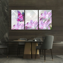 Load image into Gallery viewer, Purple Butterfly On Pink-purple Petaled Flower Butterfly Wall Art