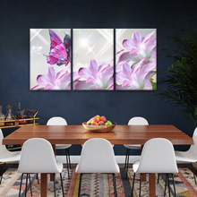 Load image into Gallery viewer, Purple Butterfly On Pink-purple Petaled Flower Butterfly Wall Art