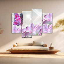 Load image into Gallery viewer, Purple Butterfly On Pink-purple Petaled Flower Butterfly Wall Art