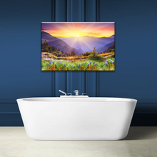 Load image into Gallery viewer, Purple Petaled Flower Field Under The Golden Sunshine Wall Art Decoration