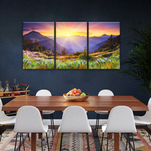 Load image into Gallery viewer, Purple Petaled Flower Field Under The Golden Sunshine Wall Art Decoration