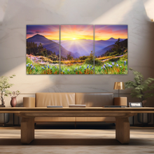 Load image into Gallery viewer, Purple Petaled Flower Field Under The Golden Sunshine Wall Art Decoration