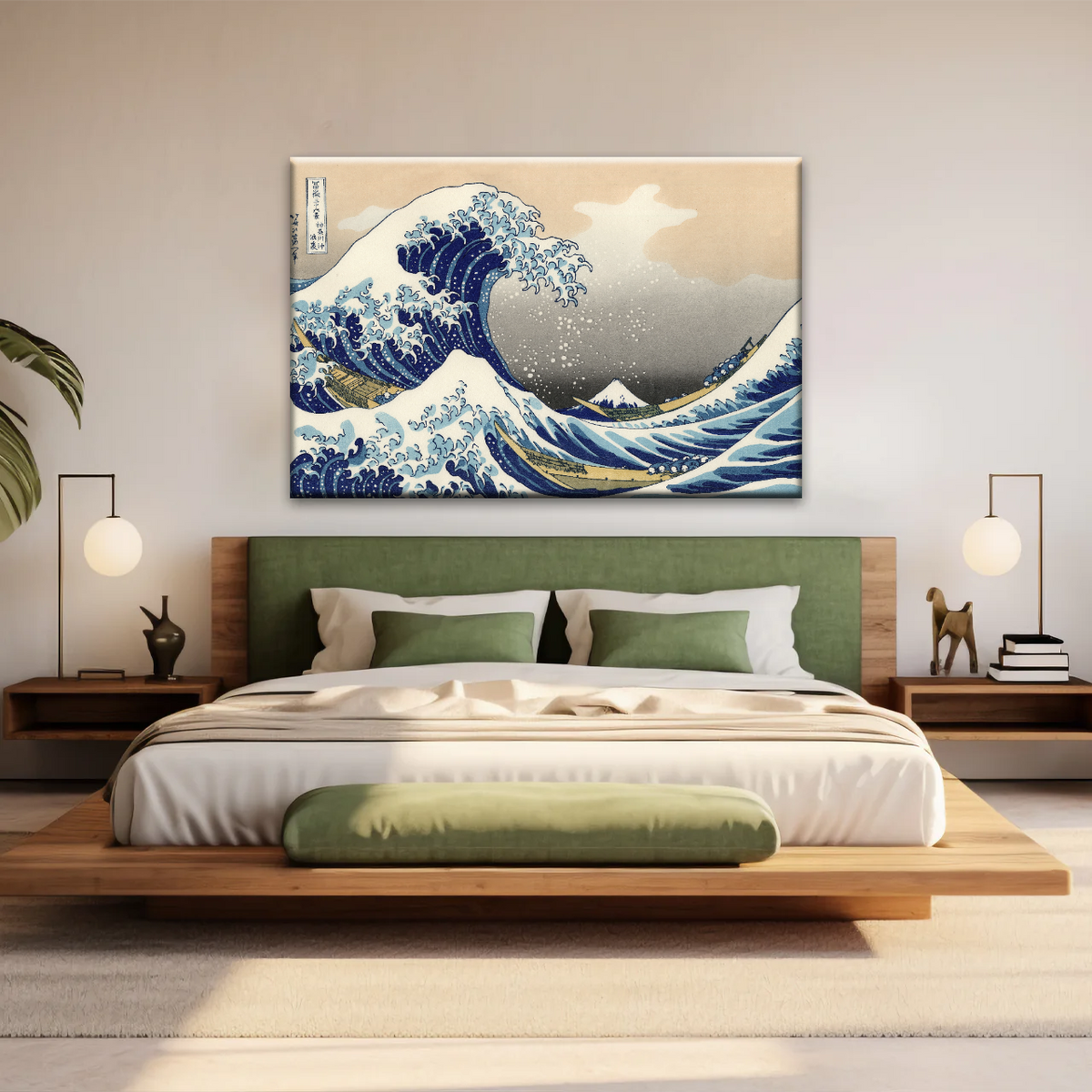 Retro style The Great Wave Off Kanagawa Canvas Prints - Personalised Canvas Art