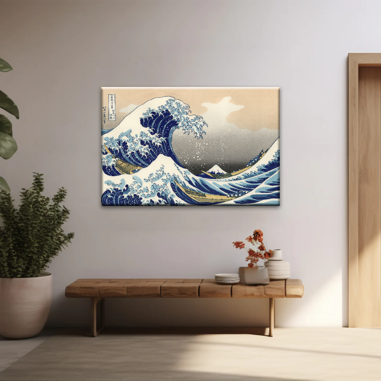 Retro style The Great Wave Off Kanagawa Canvas Prints