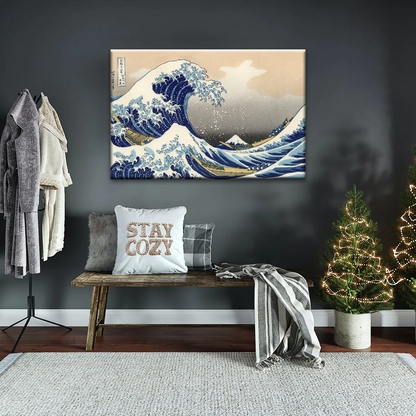 Retro style The Great Wave Off Kanagawa Canvas Prints