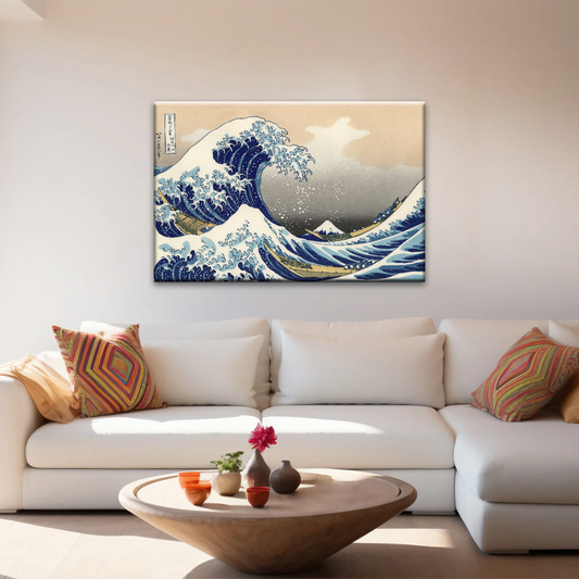 Retro style The Great Wave Off Kanagawa Canvas Prints