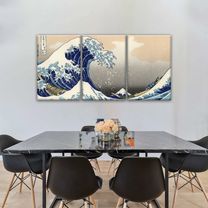 Retro style The Great Wave Off Kanagawa Canvas Prints