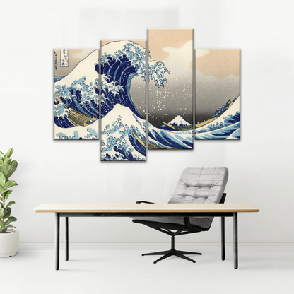 Retro style The Great Wave Off Kanagawa Canvas Prints
