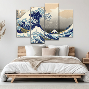 Retro style The Great Wave Off Kanagawa Canvas Prints