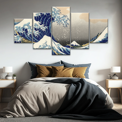 Retro style The Great Wave Off Kanagawa Canvas Prints
