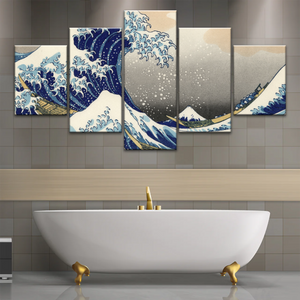 Retro style The Great Wave Off Kanagawa Canvas Prints