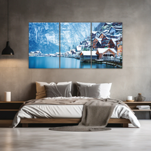 Load image into Gallery viewer, Riverside Village Under The Snow-Capped Mountains Wall Art