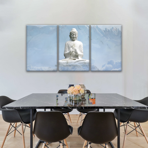 Sculpture of Sakyamuni Buddha Under the Snow-capped Mountains Wall Art