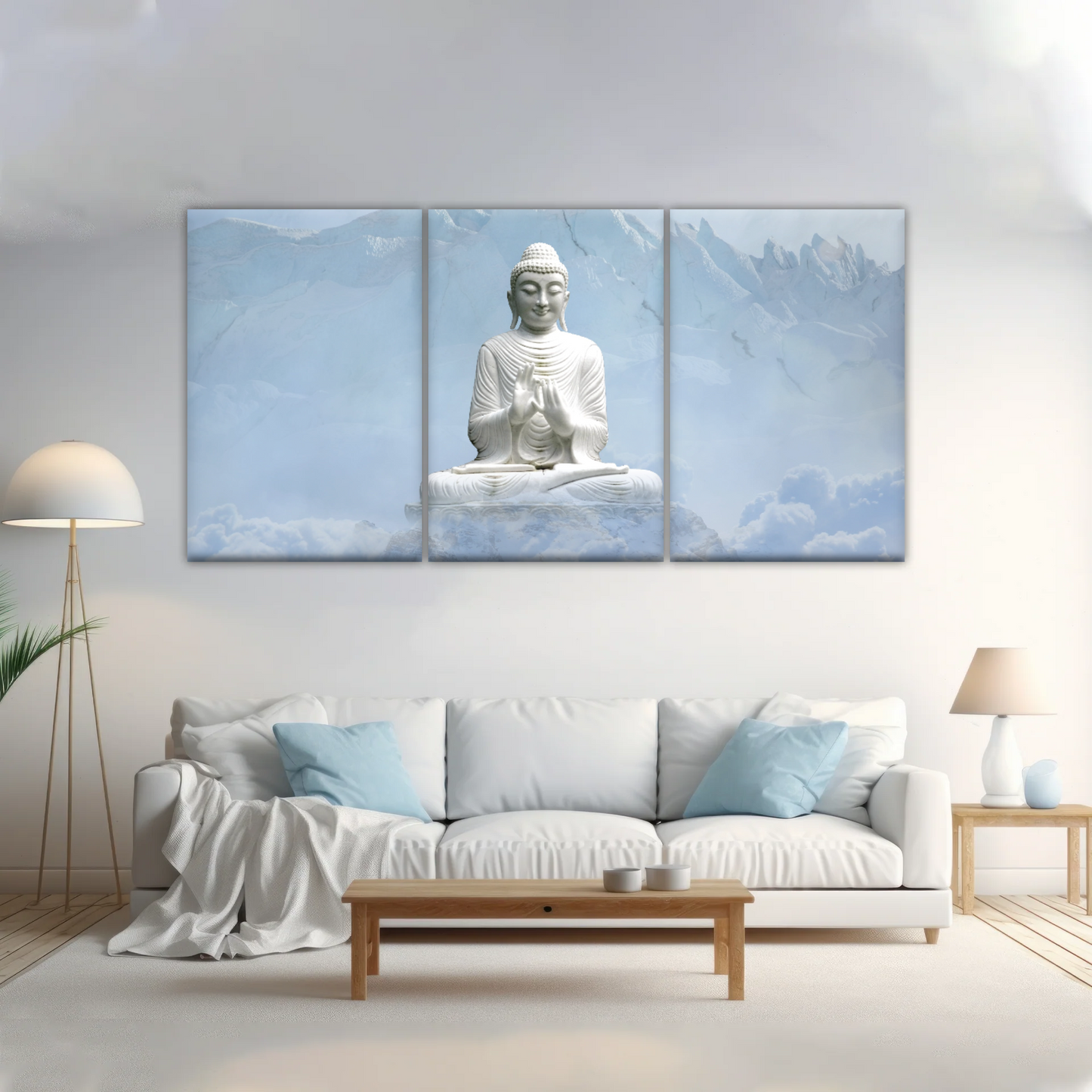 Sculpture of Sakyamuni Buddha Under the Snow-capped Mountains Wall Art